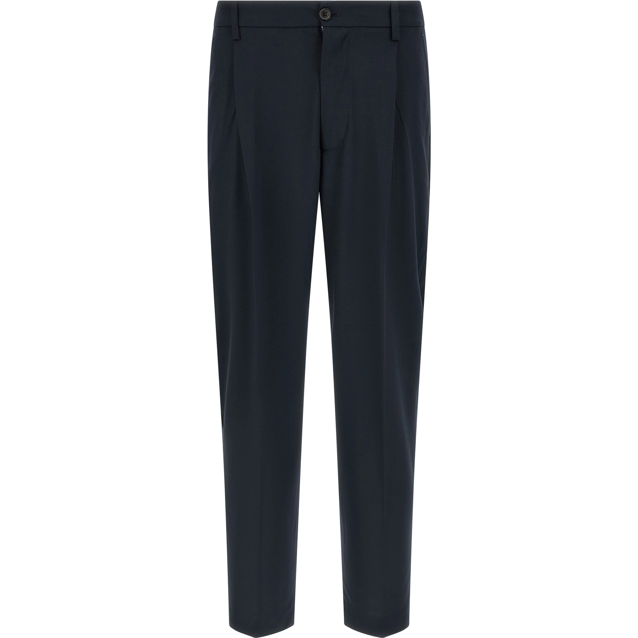 Blue Polyester Casual Pants