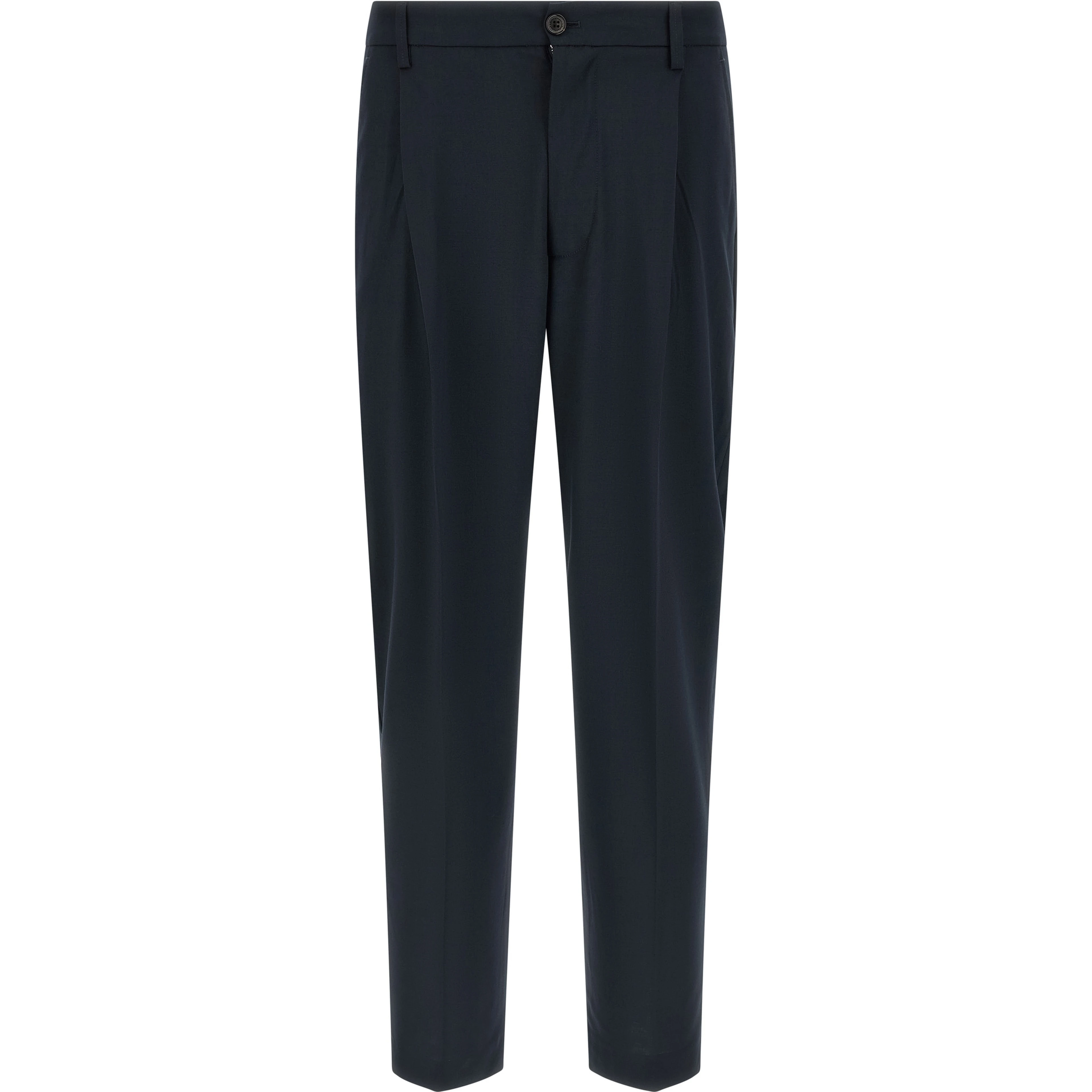 Blue Polyester Casual Pants