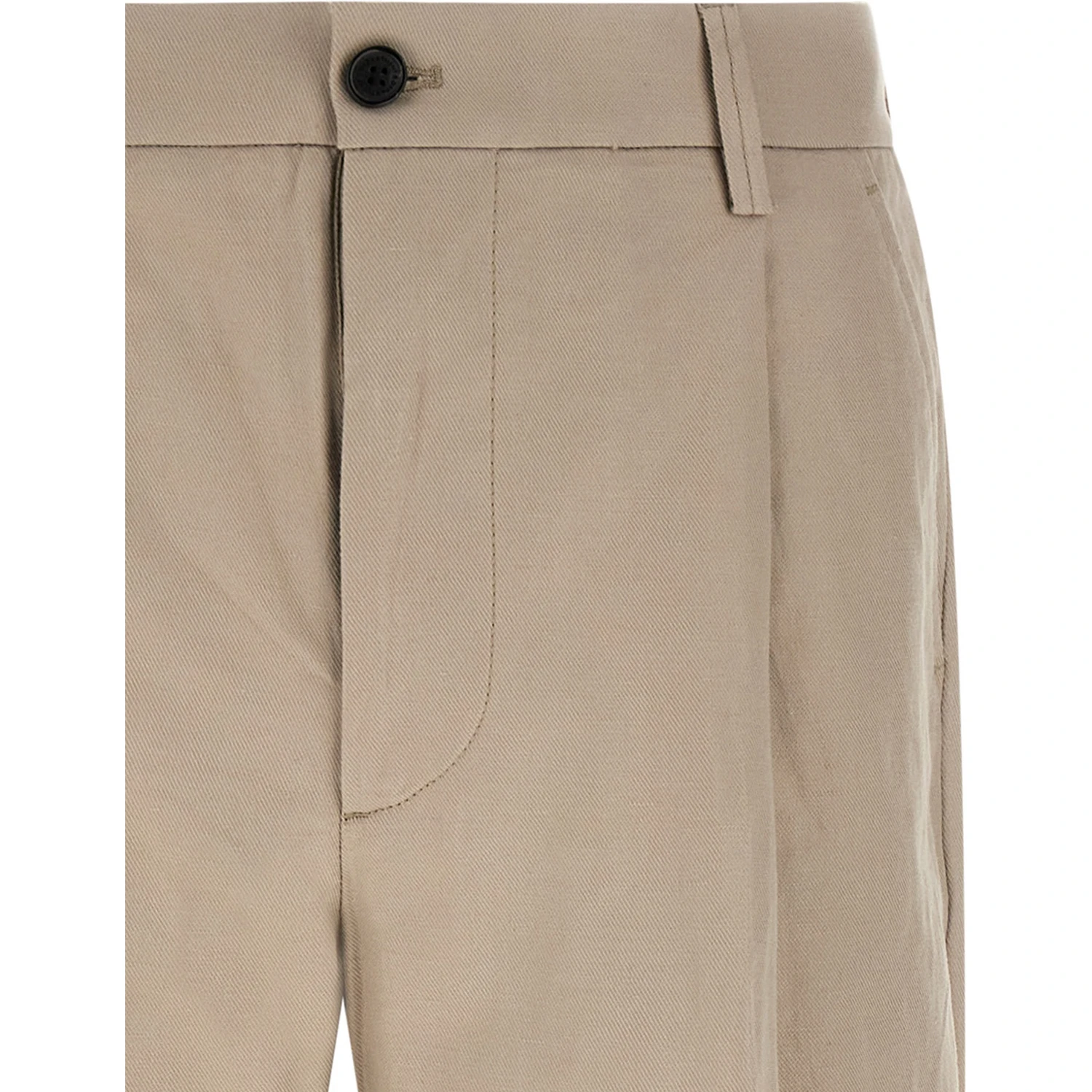 Beige Cotton Casual Pants
