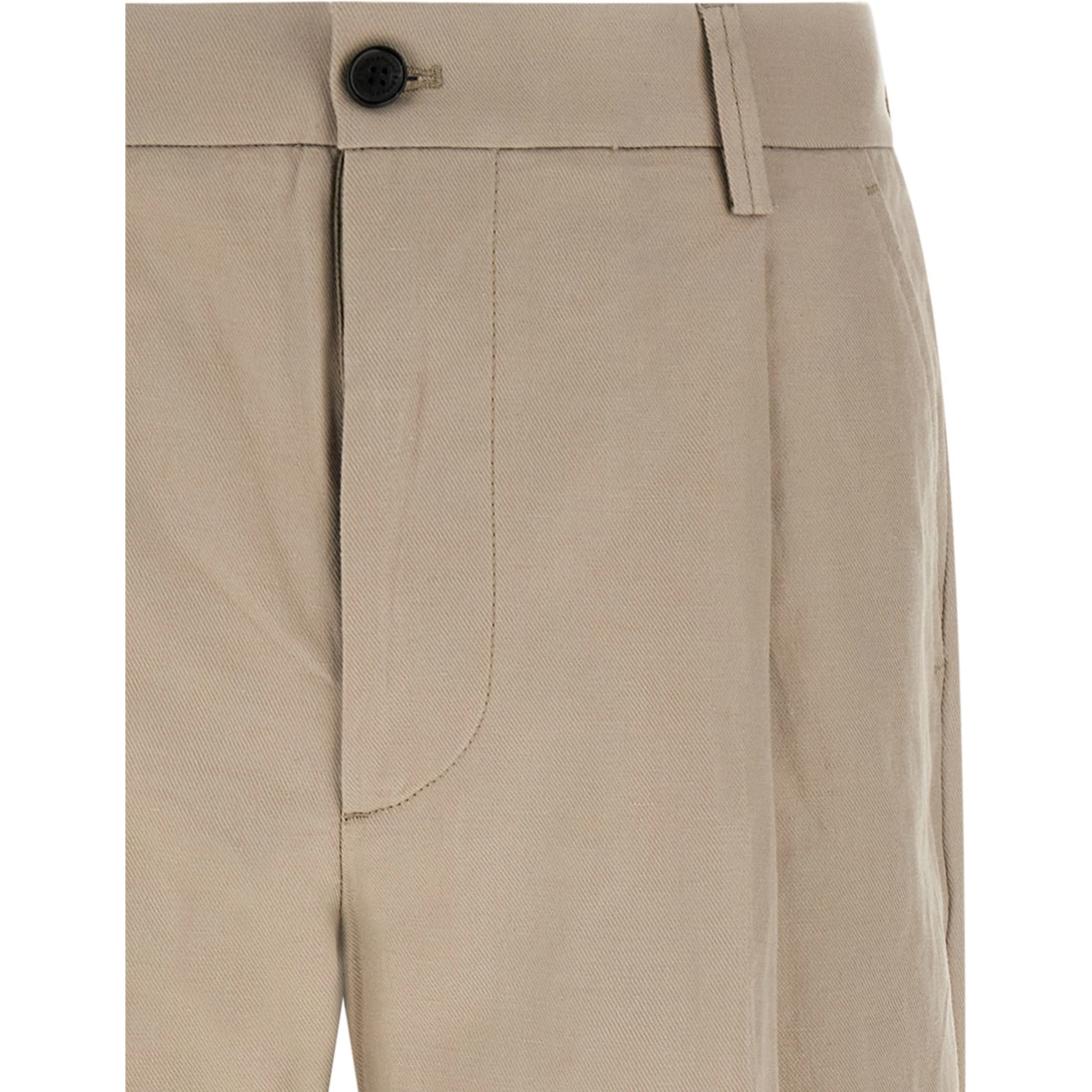 Beige Cotton Casual Pants