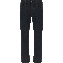 Blue Polyester Straight-Leg Jeans