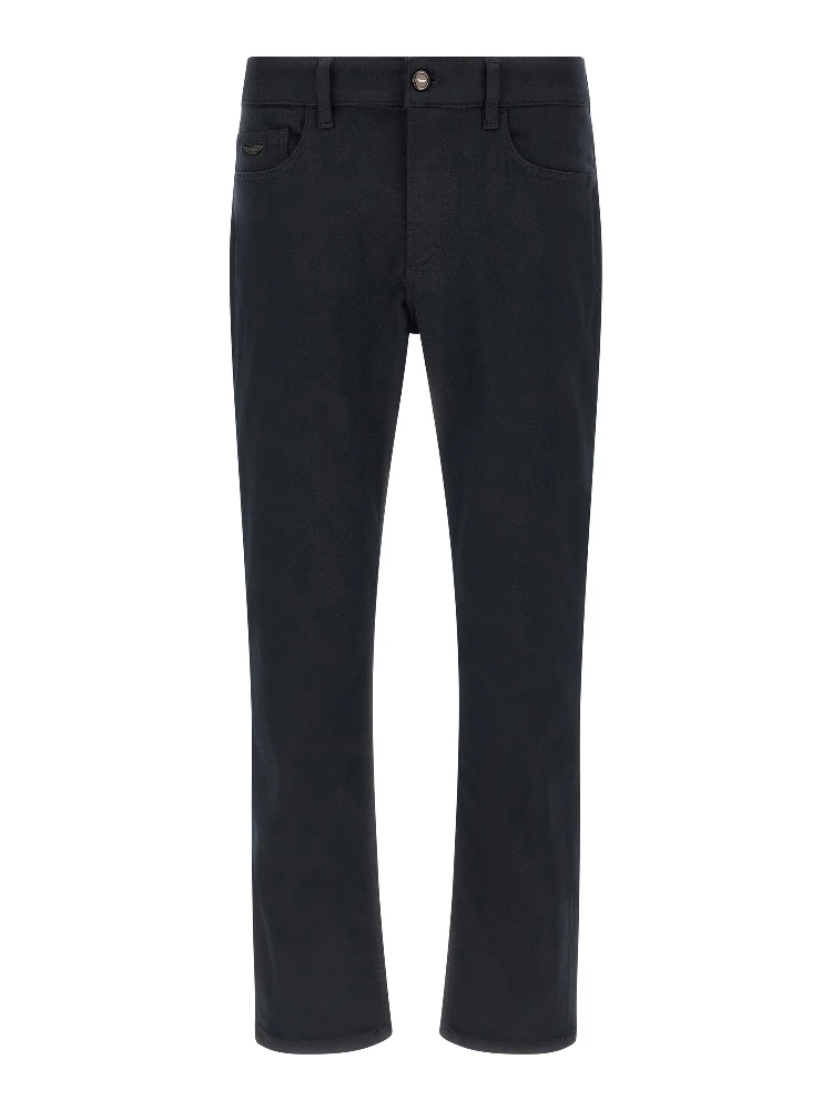 Blue Polyester Straight-Leg Jeans
