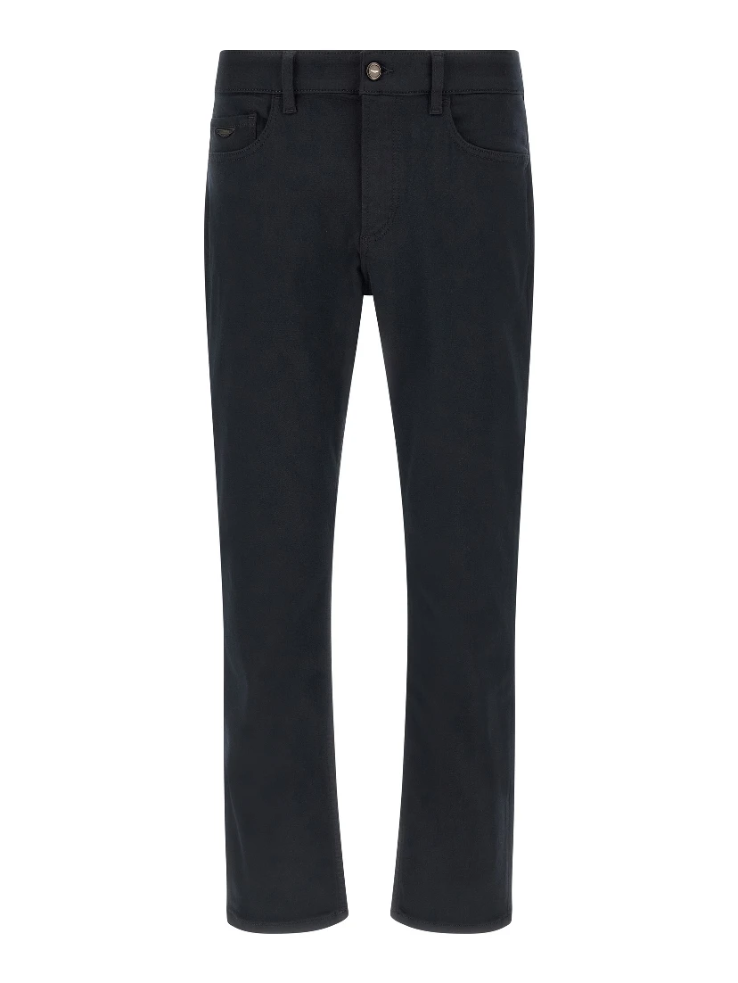 Blue Polyester Straight-Leg Jeans