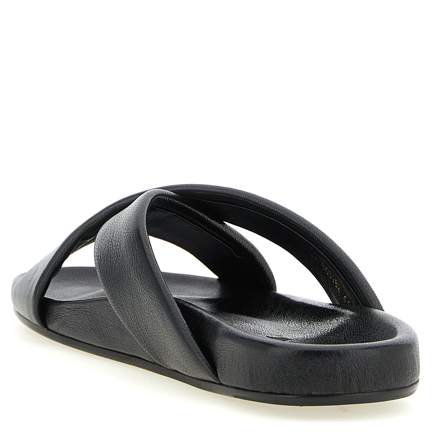 Black Lamb Leather Slides