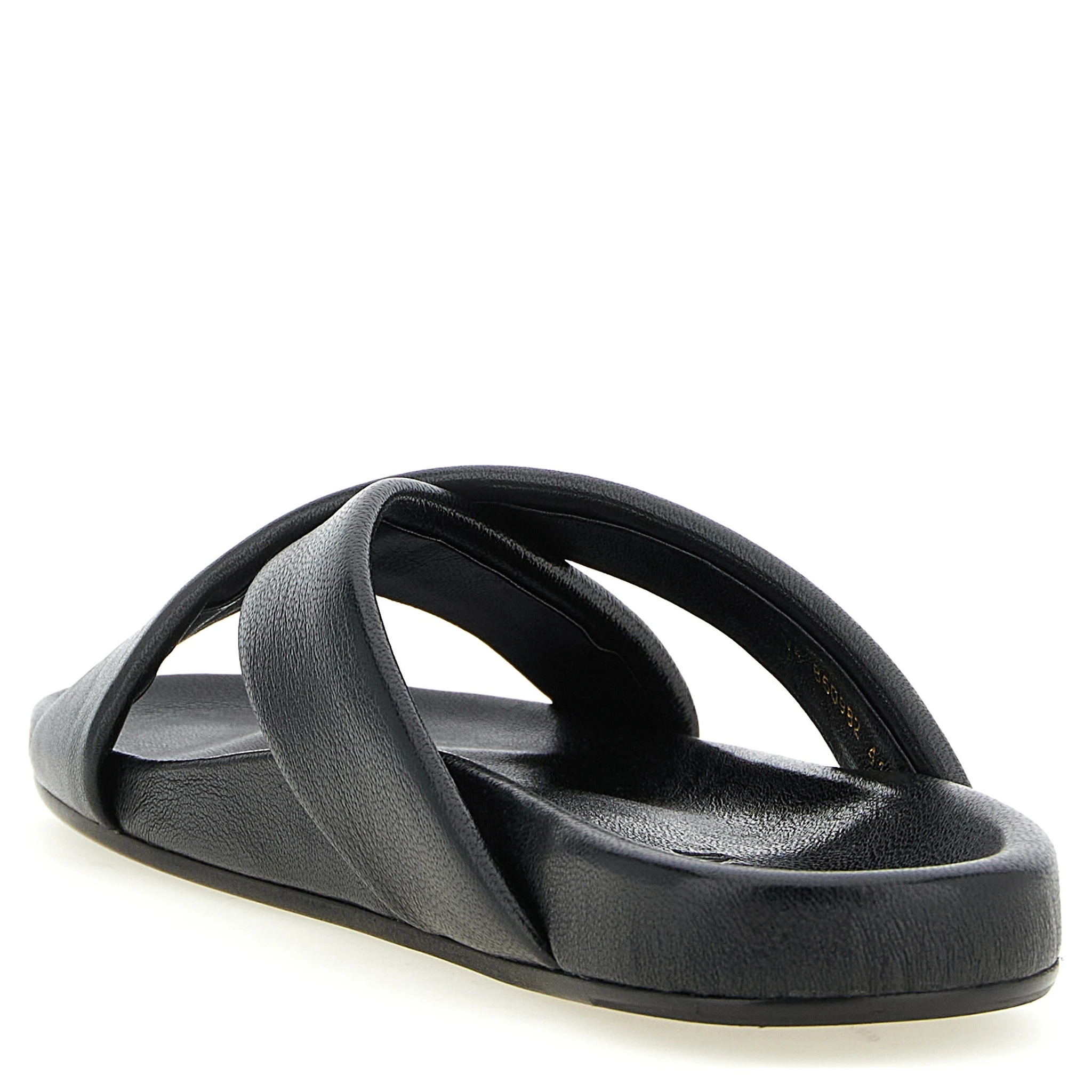 Black Lamb Leather Slides