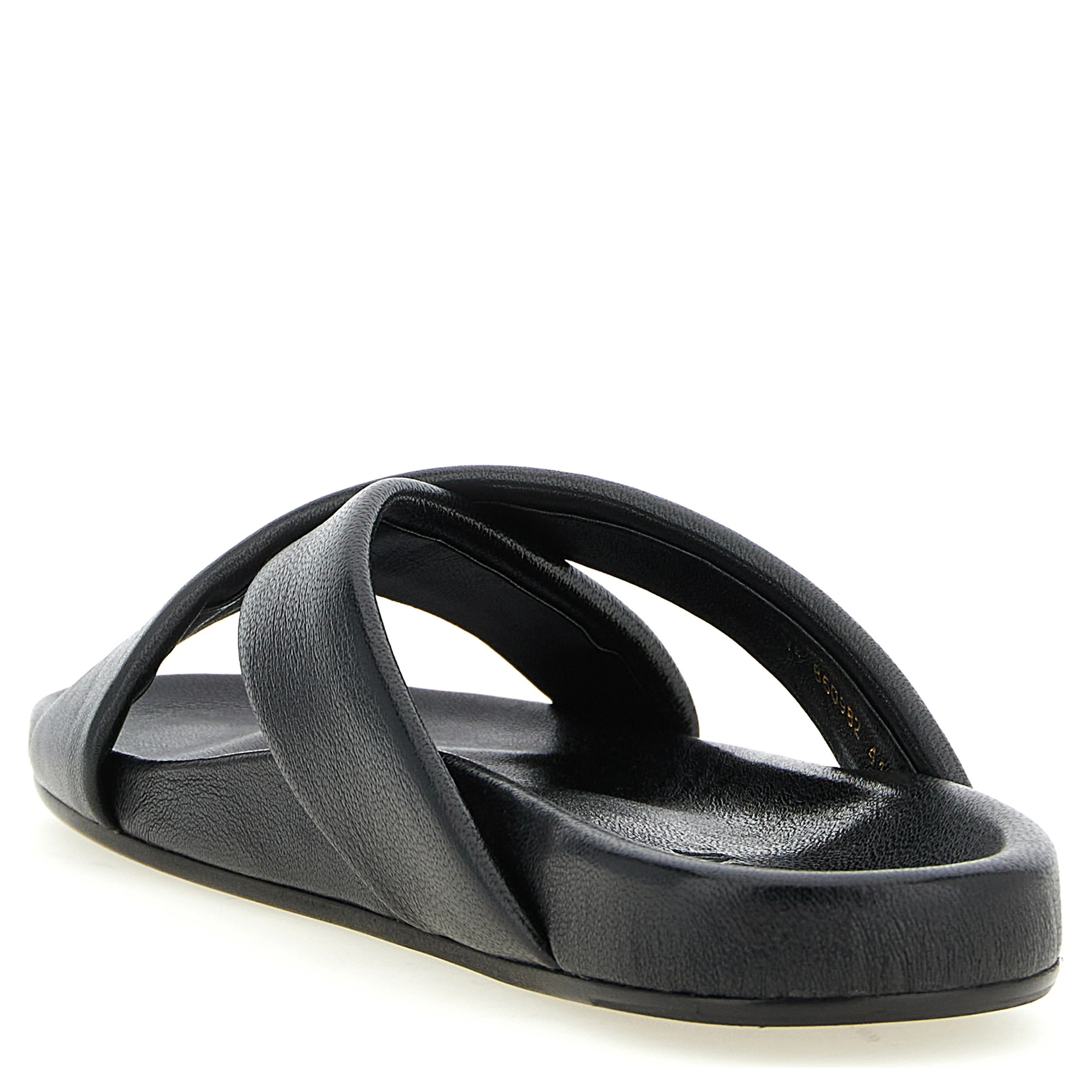 Black Lamb Leather Slides