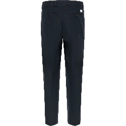 Blue Polyester Casual Pants