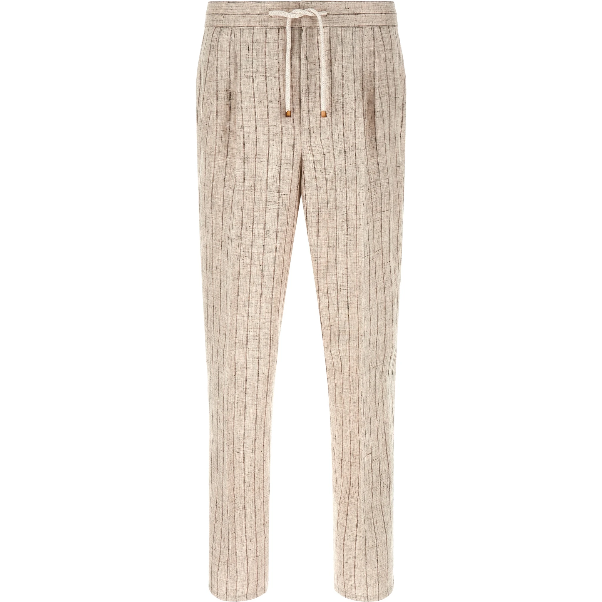 Beige Linen Casual Pants