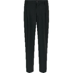 Black Polyester Casual Pants