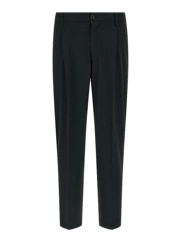 Black Polyester Casual Pants