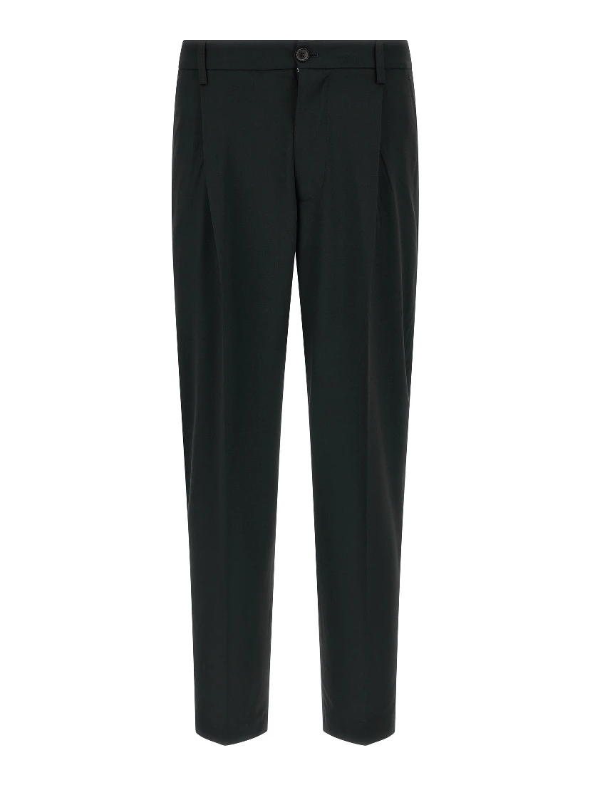 Black Polyester Casual Pants