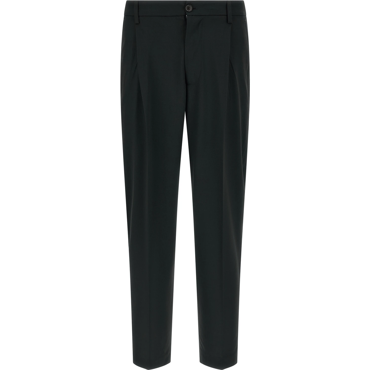 Black Polyester Casual Pants