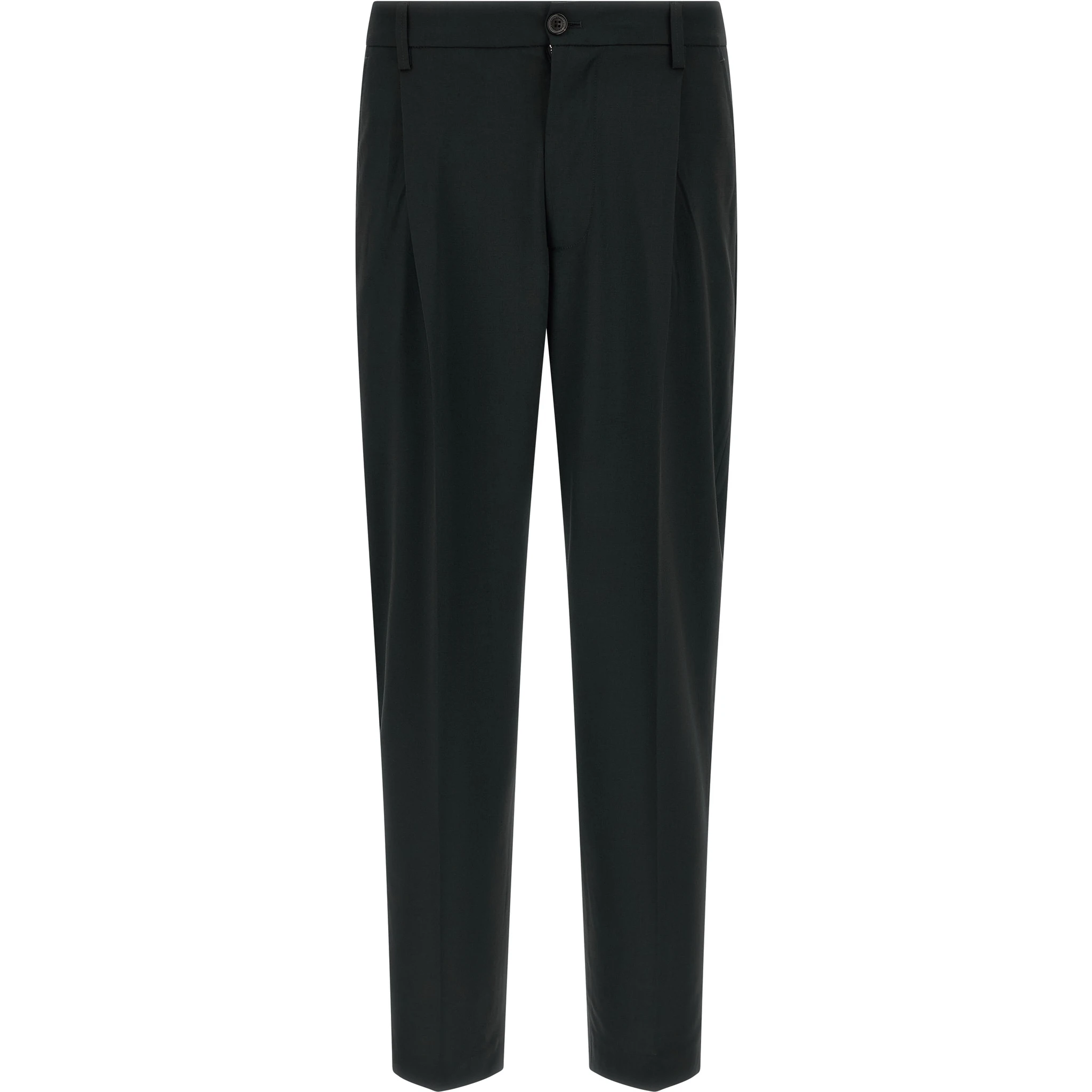 Black Polyester Casual Pants