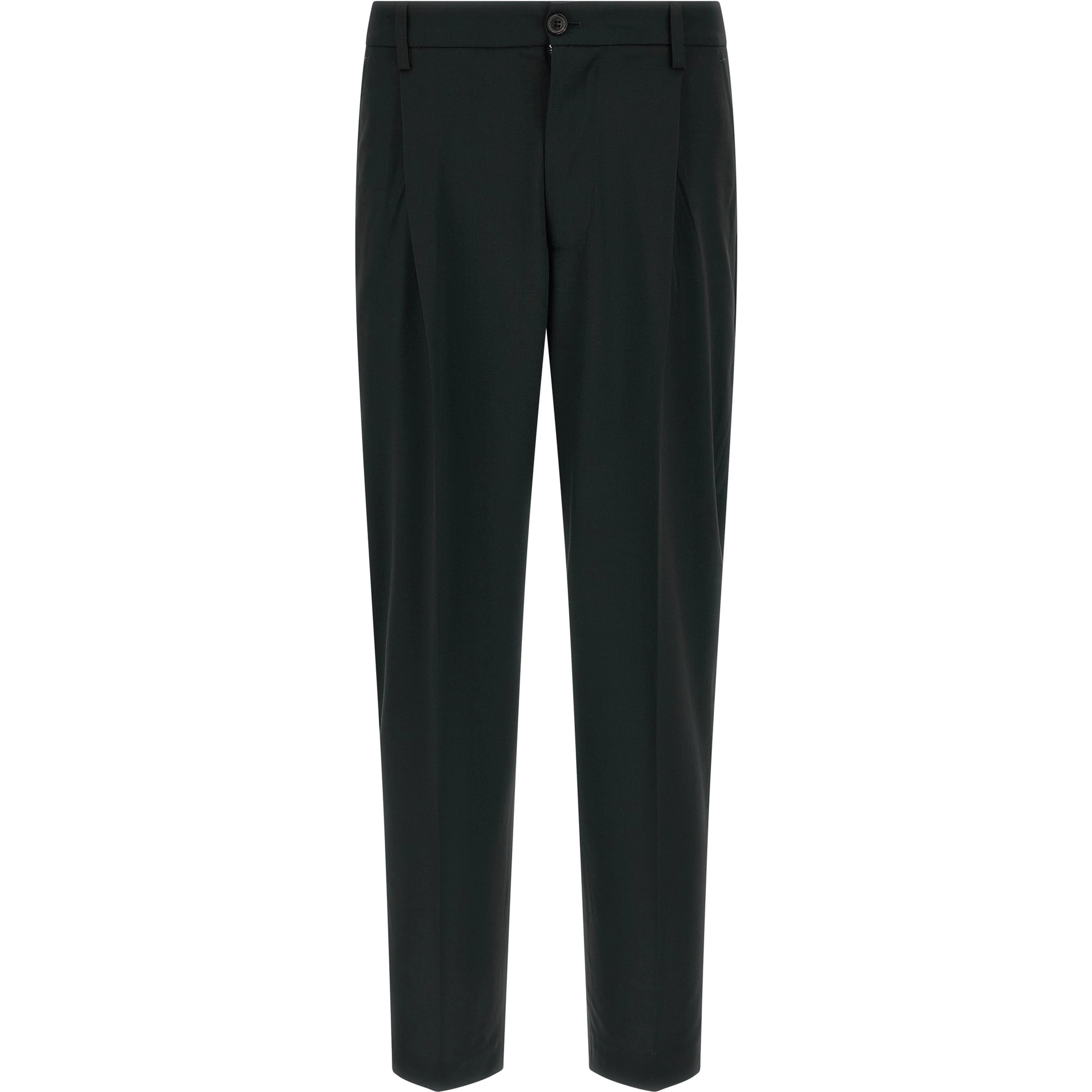 Black Polyester Casual Pants
