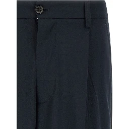 Blue Polyester Casual Pants