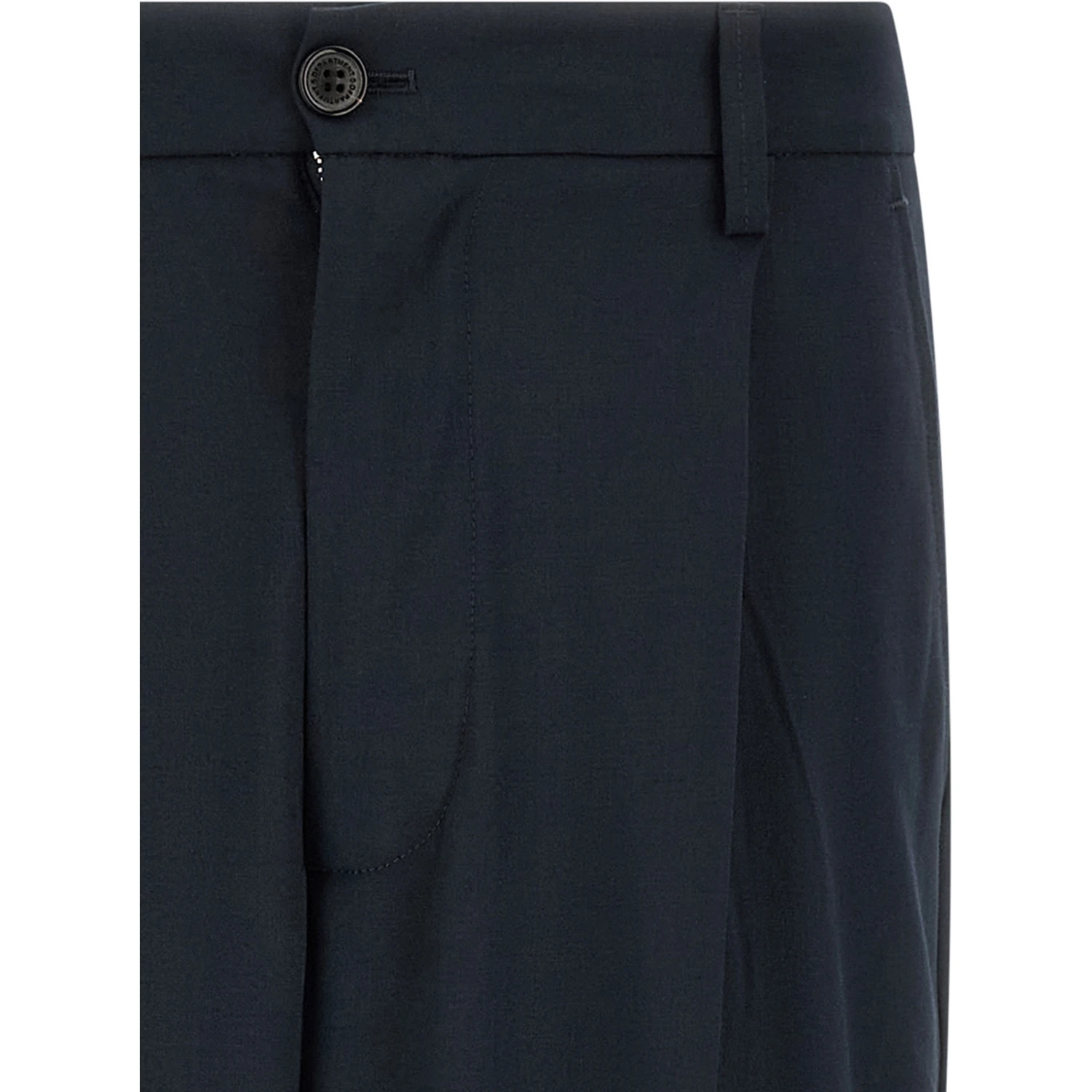 Blue Polyester Casual Pants