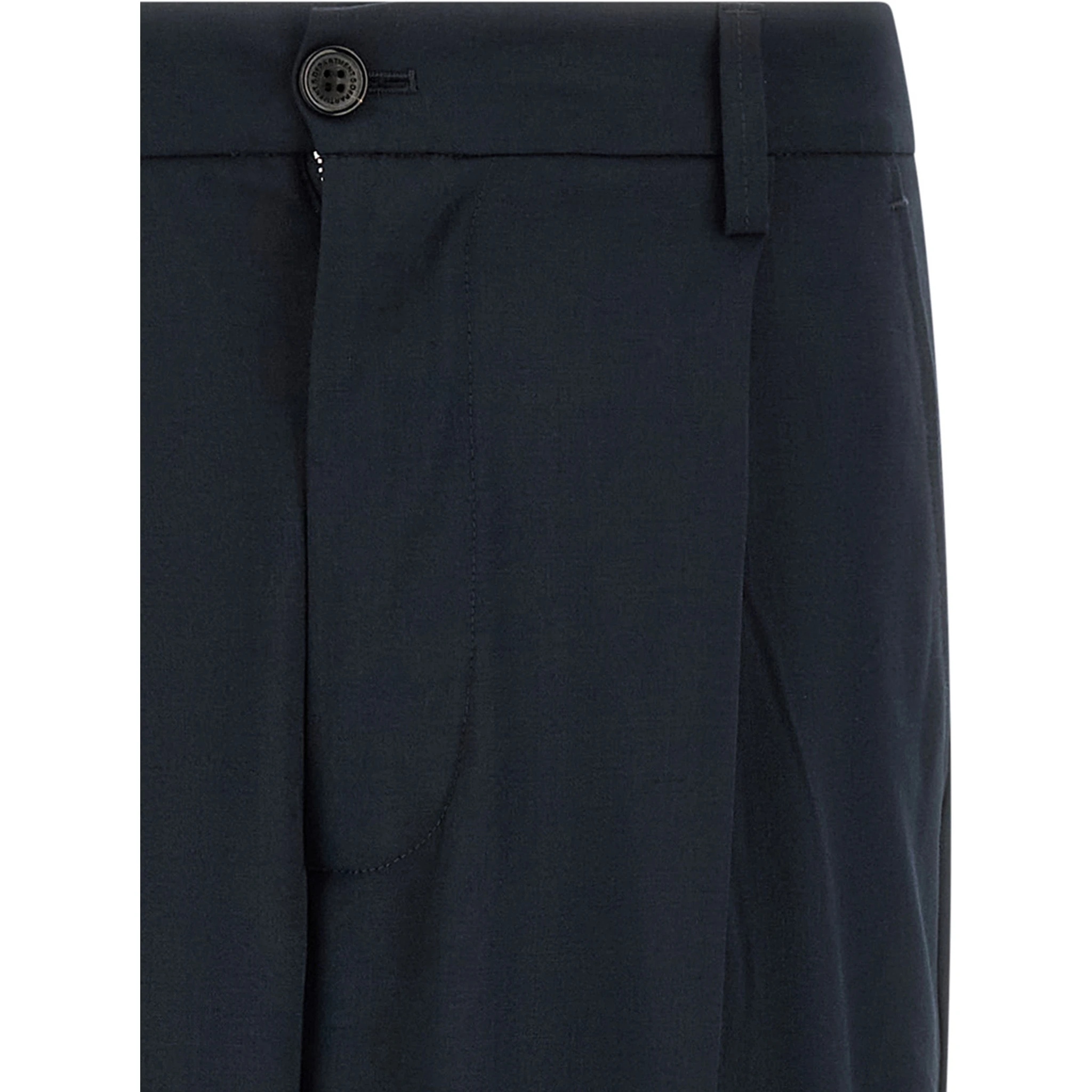 Blue Polyester Casual Pants