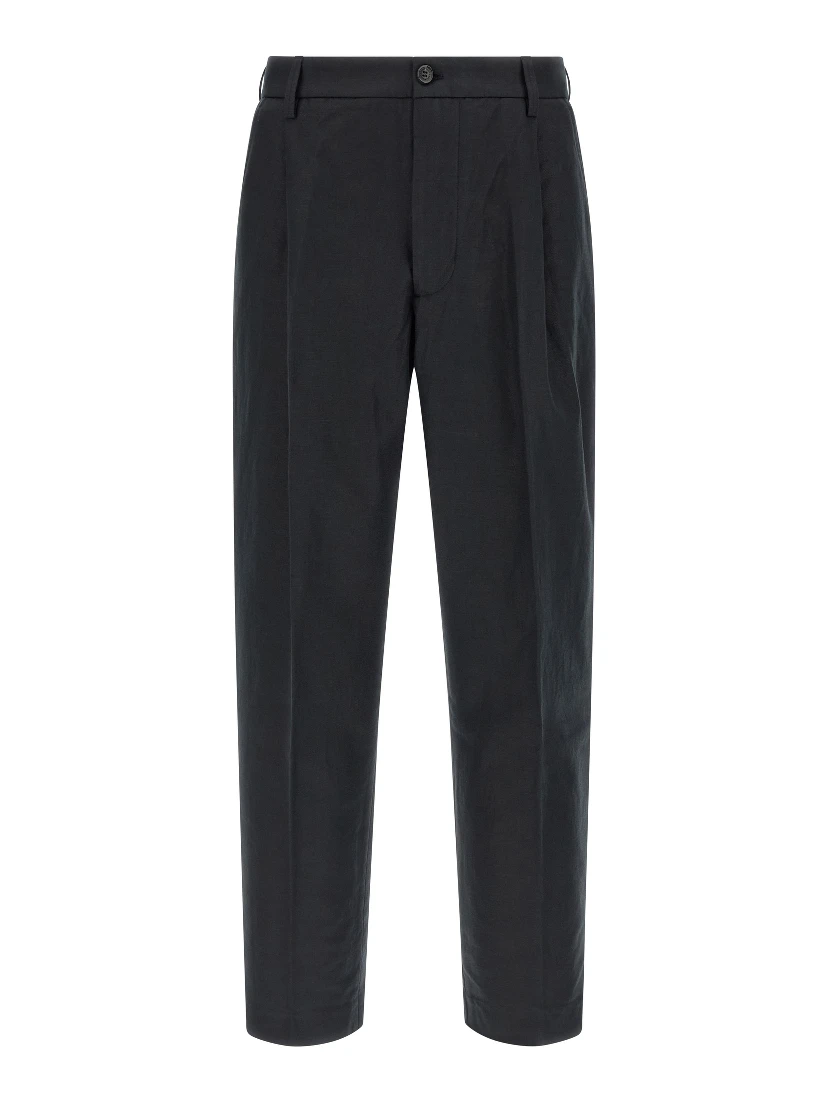 Black Cotton Casual Pants