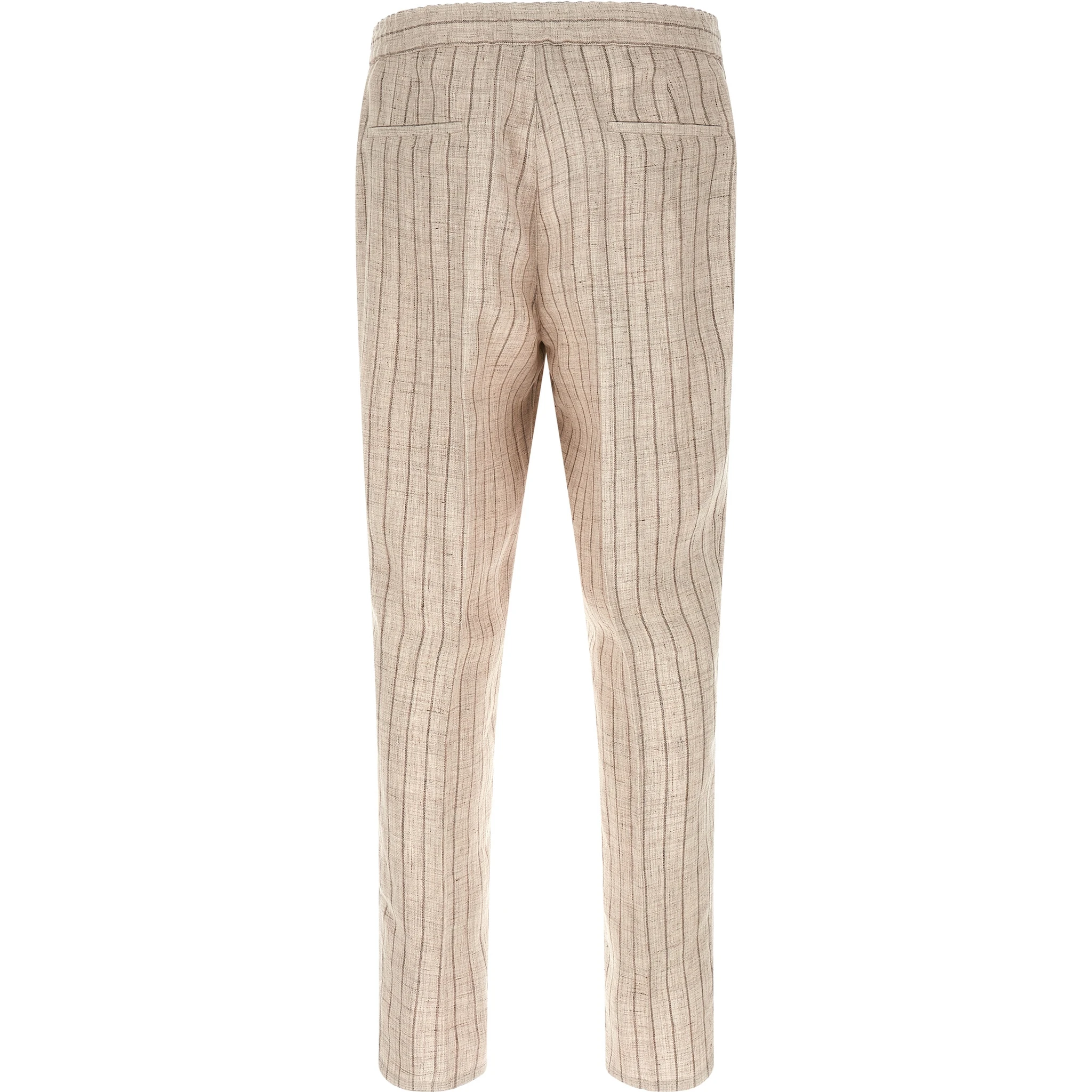 Beige Linen Casual Pants