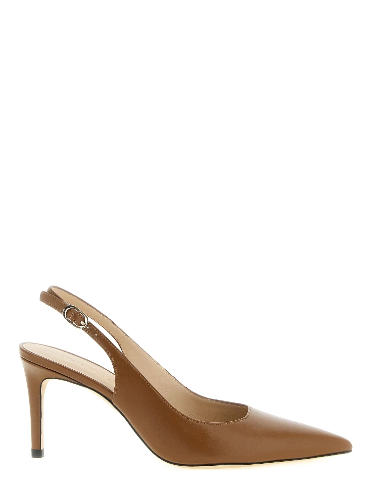 Brown Calfskin Mid Heel Pumps