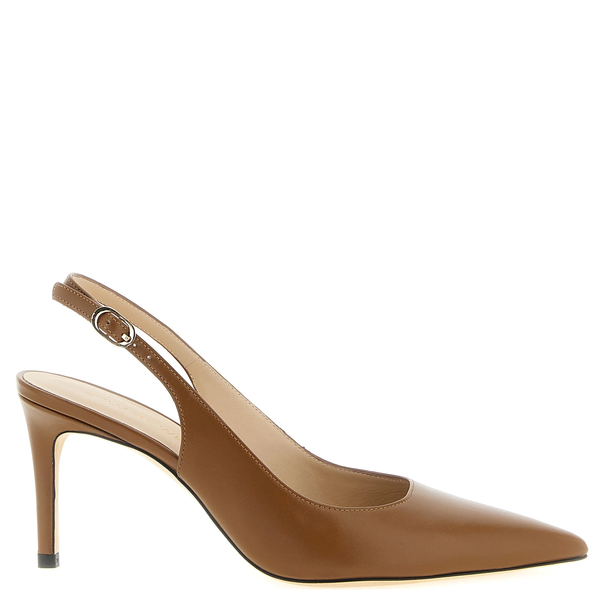 Brown Calfskin Mid Heel Pumps