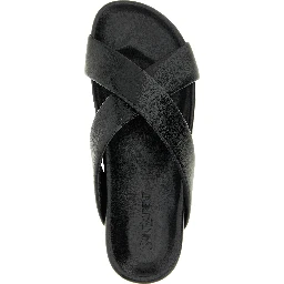 Black Lamb Leather Slides