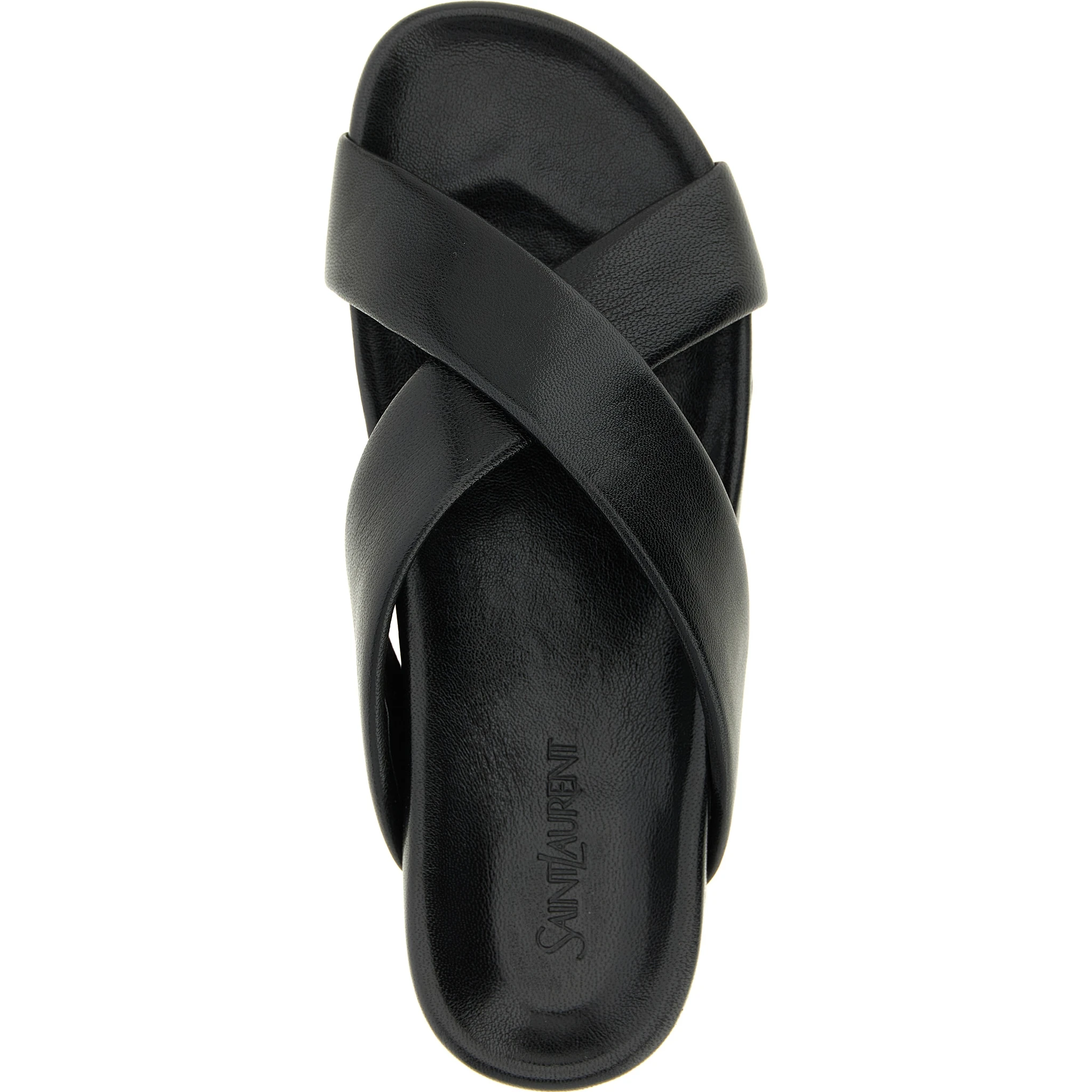 Black Lamb Leather Slides
