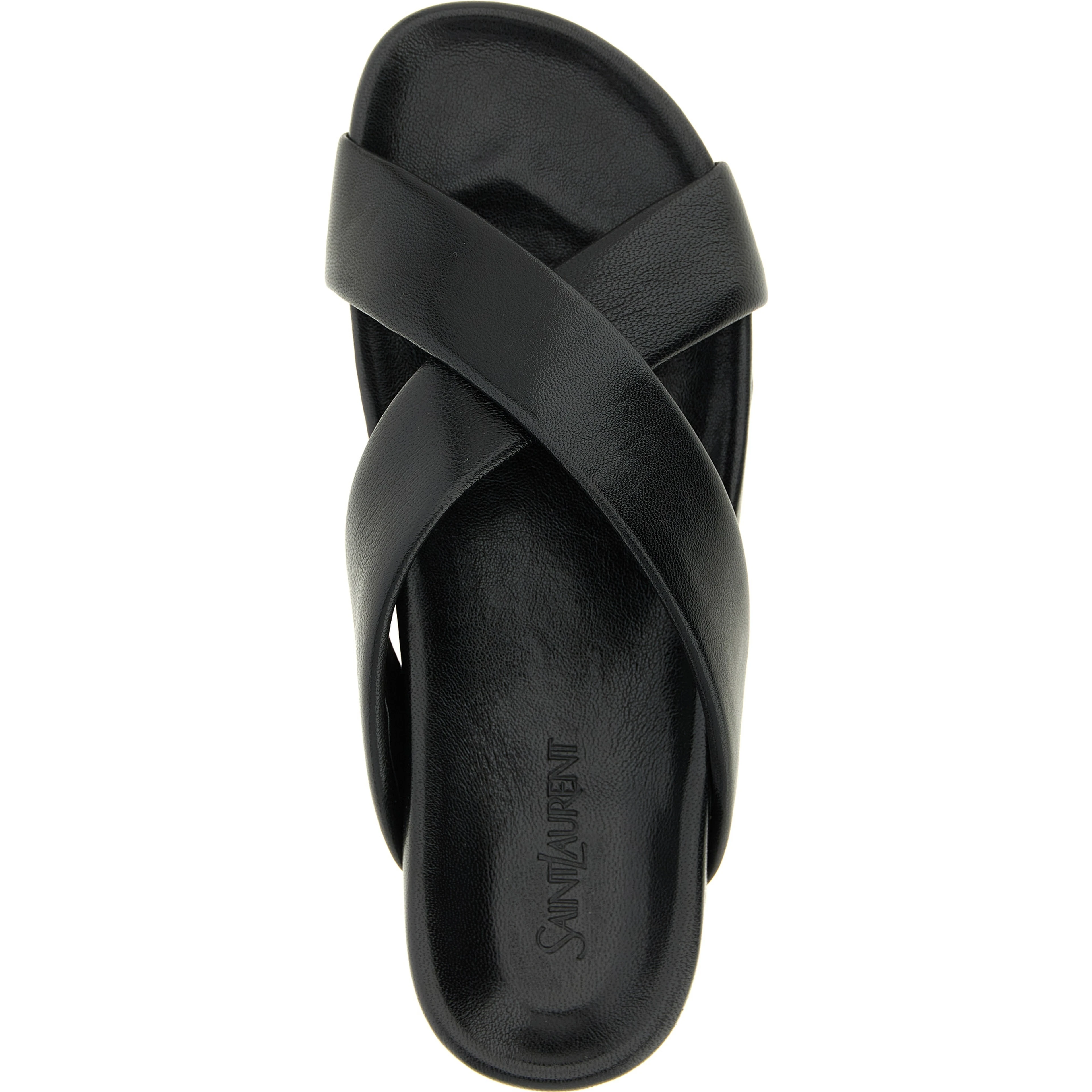 Black Lamb Leather Slides