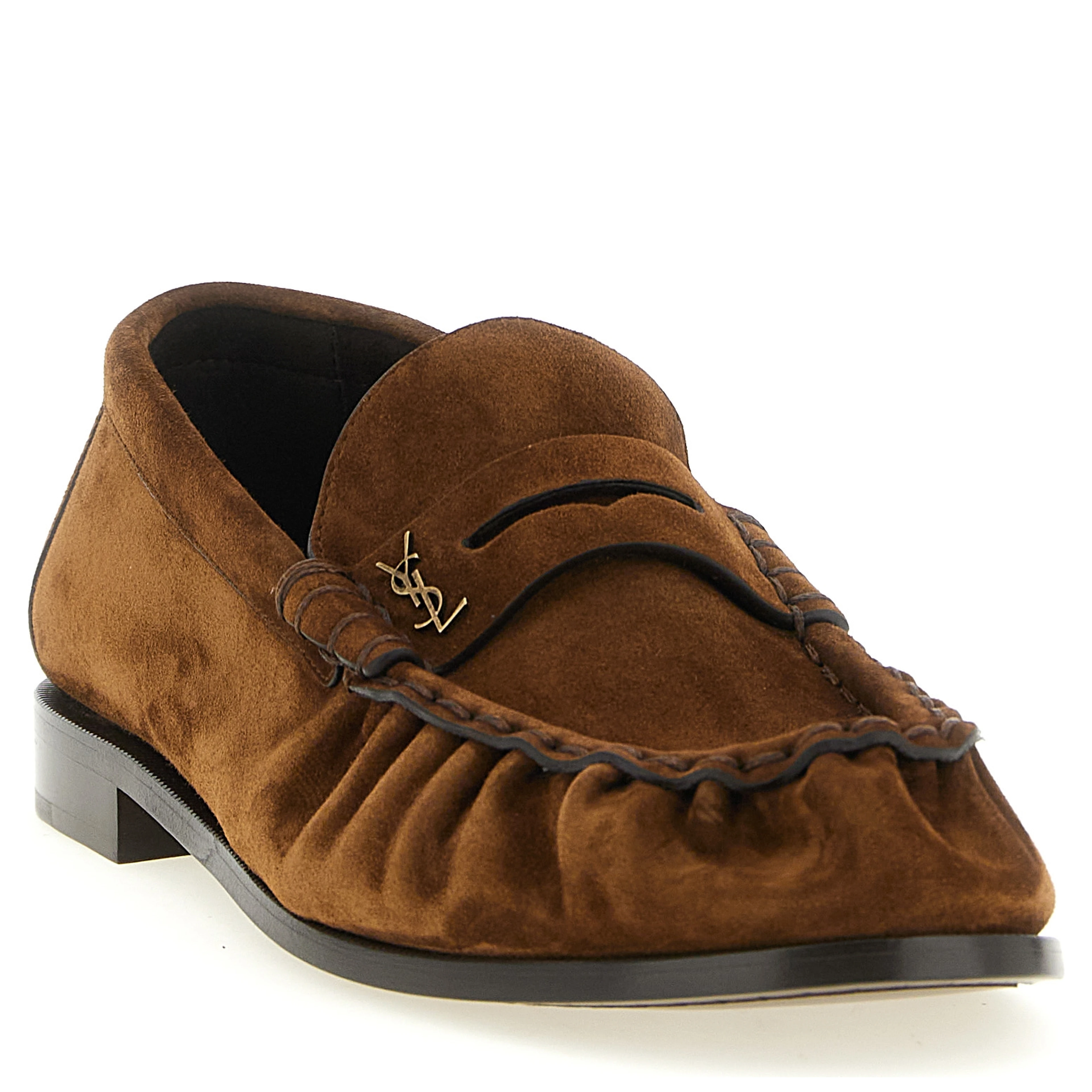 Brown Calfskin Slip-On Loafers