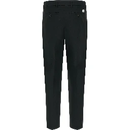 Black Polyester Casual Pants