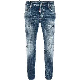 Blue Cotton Boyfriend Jeans