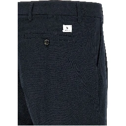 Blue Polyester Casual Pants