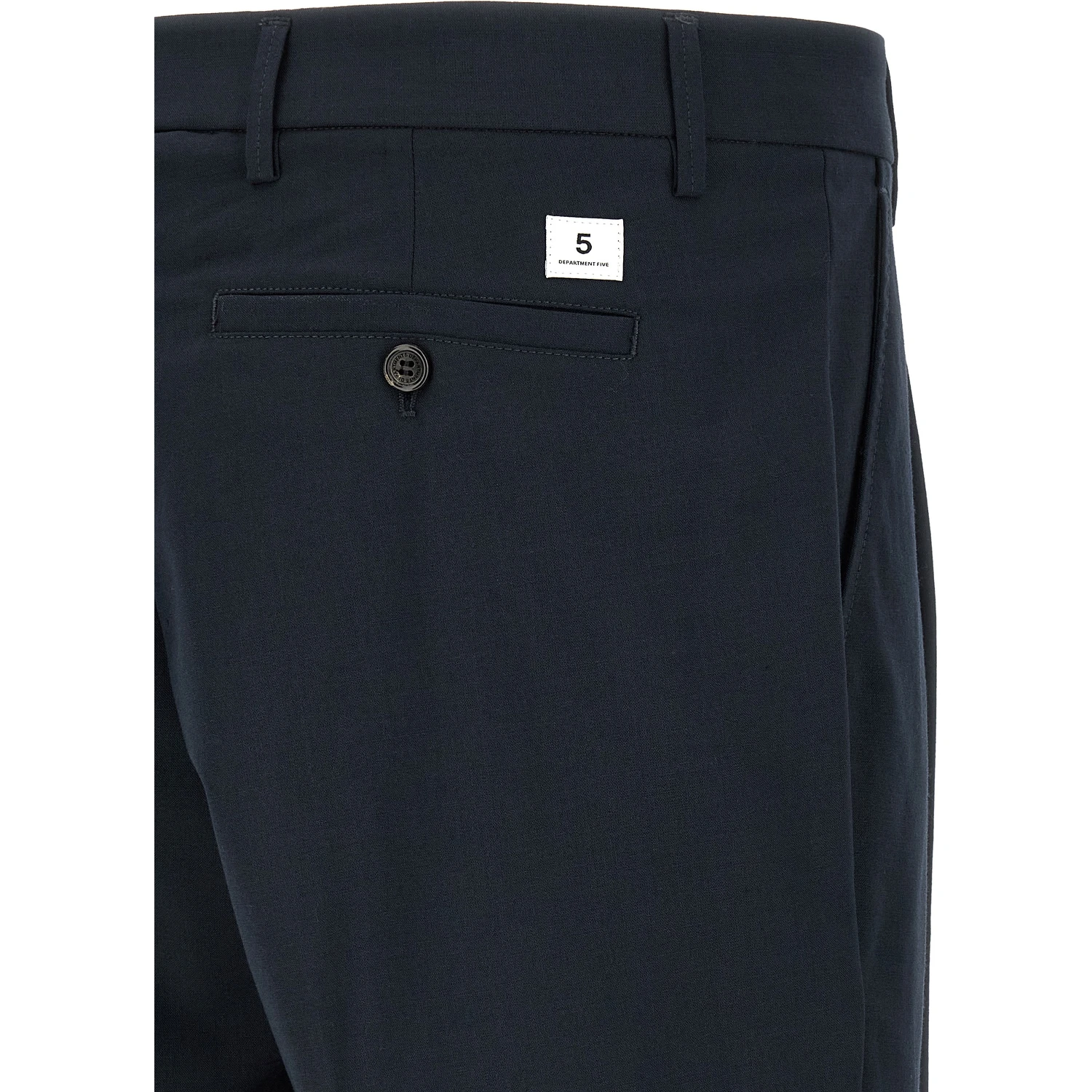 Blue Polyester Casual Pants