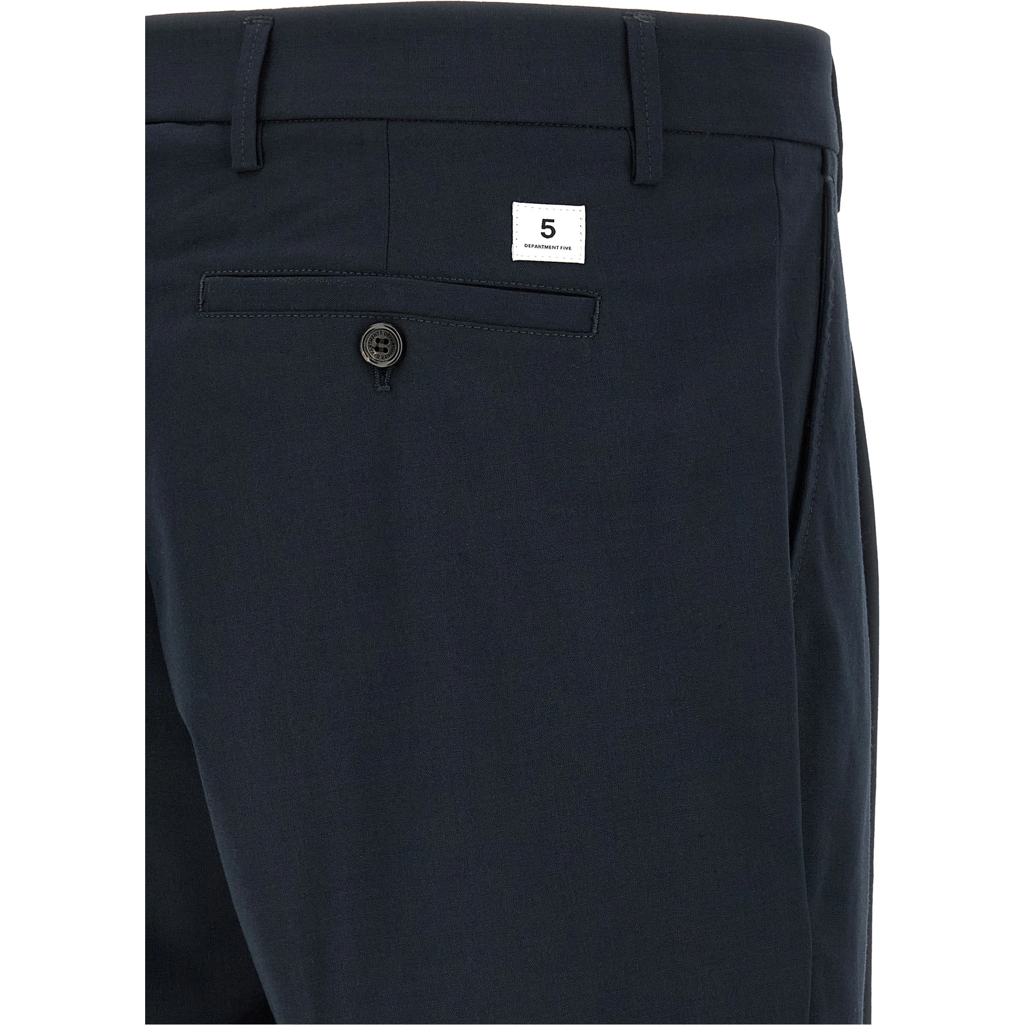 Blue Polyester Casual Pants