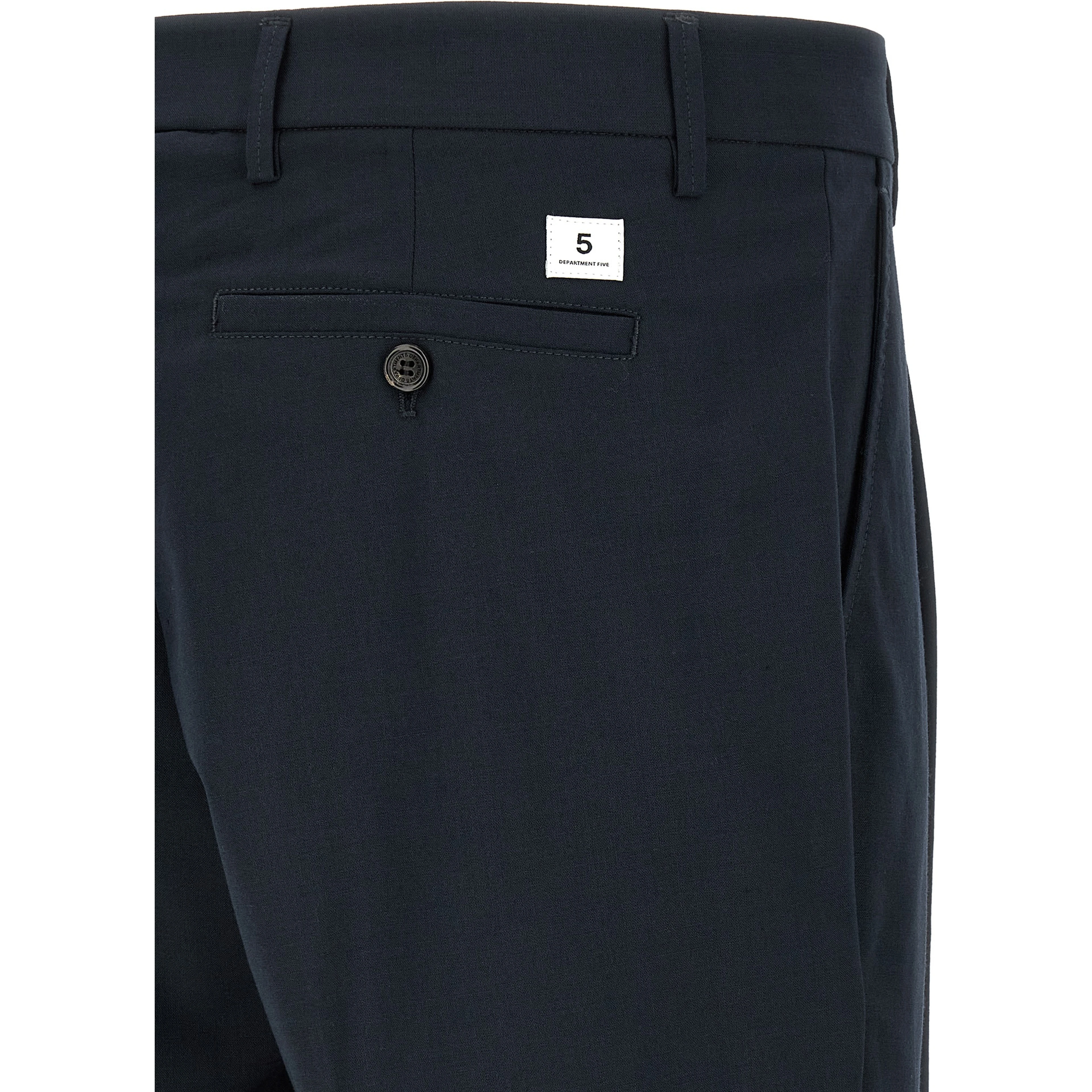 Blue Polyester Casual Pants