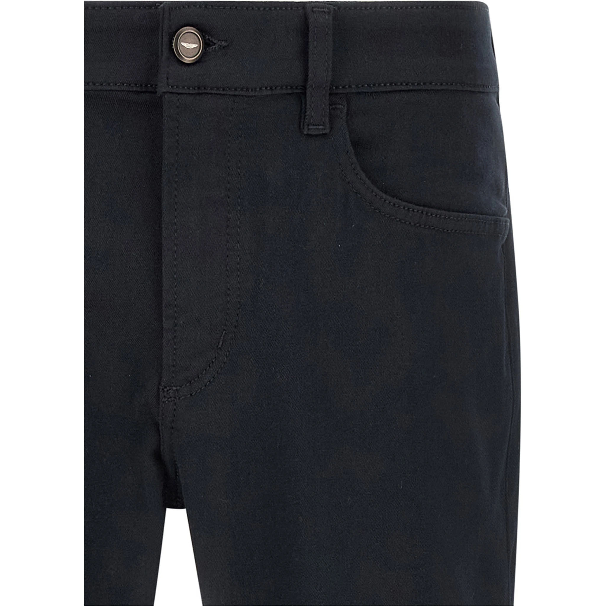 Blue Polyester Straight-Leg Jeans
