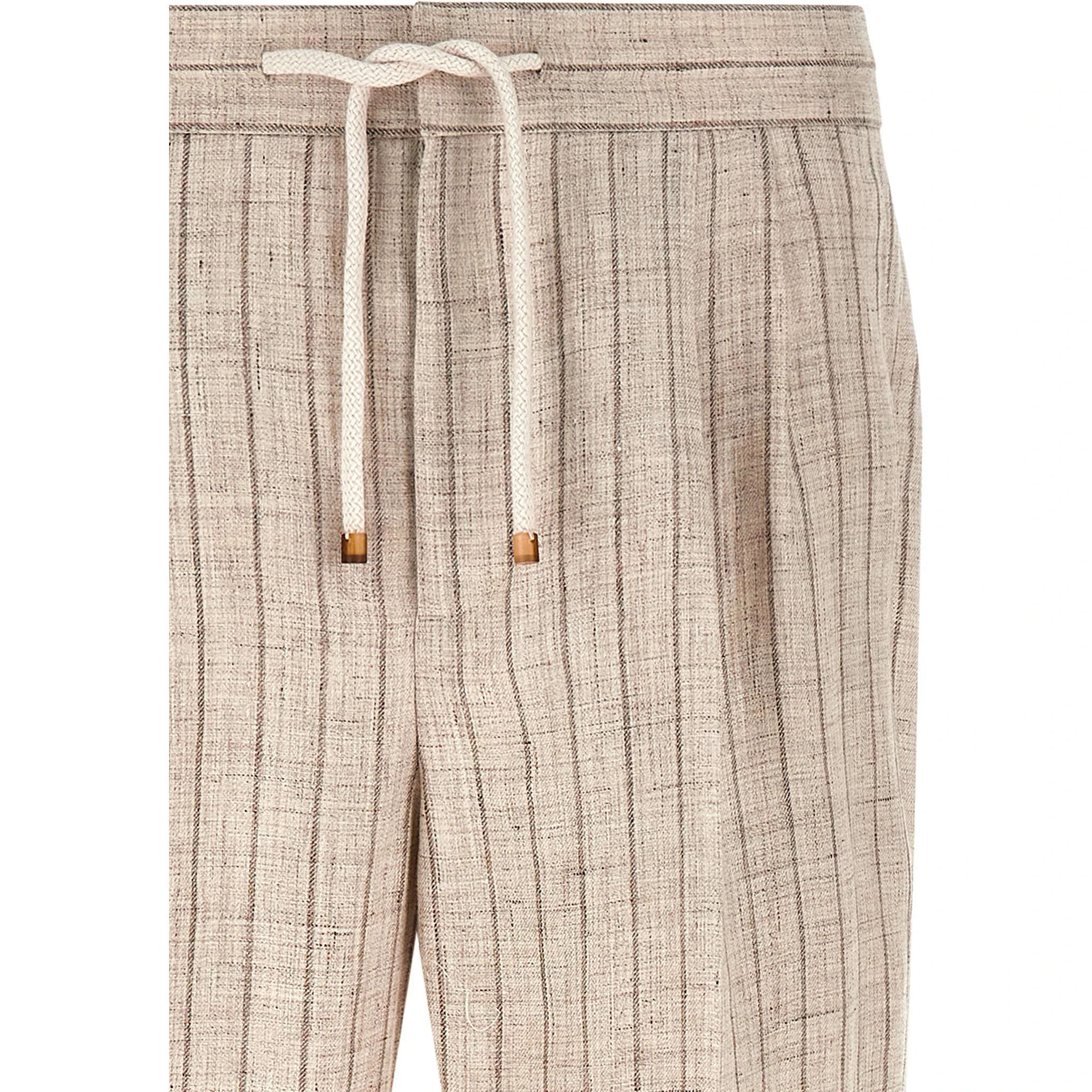 Beige Linen Casual Pants