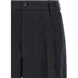 Black Cotton Casual Pants