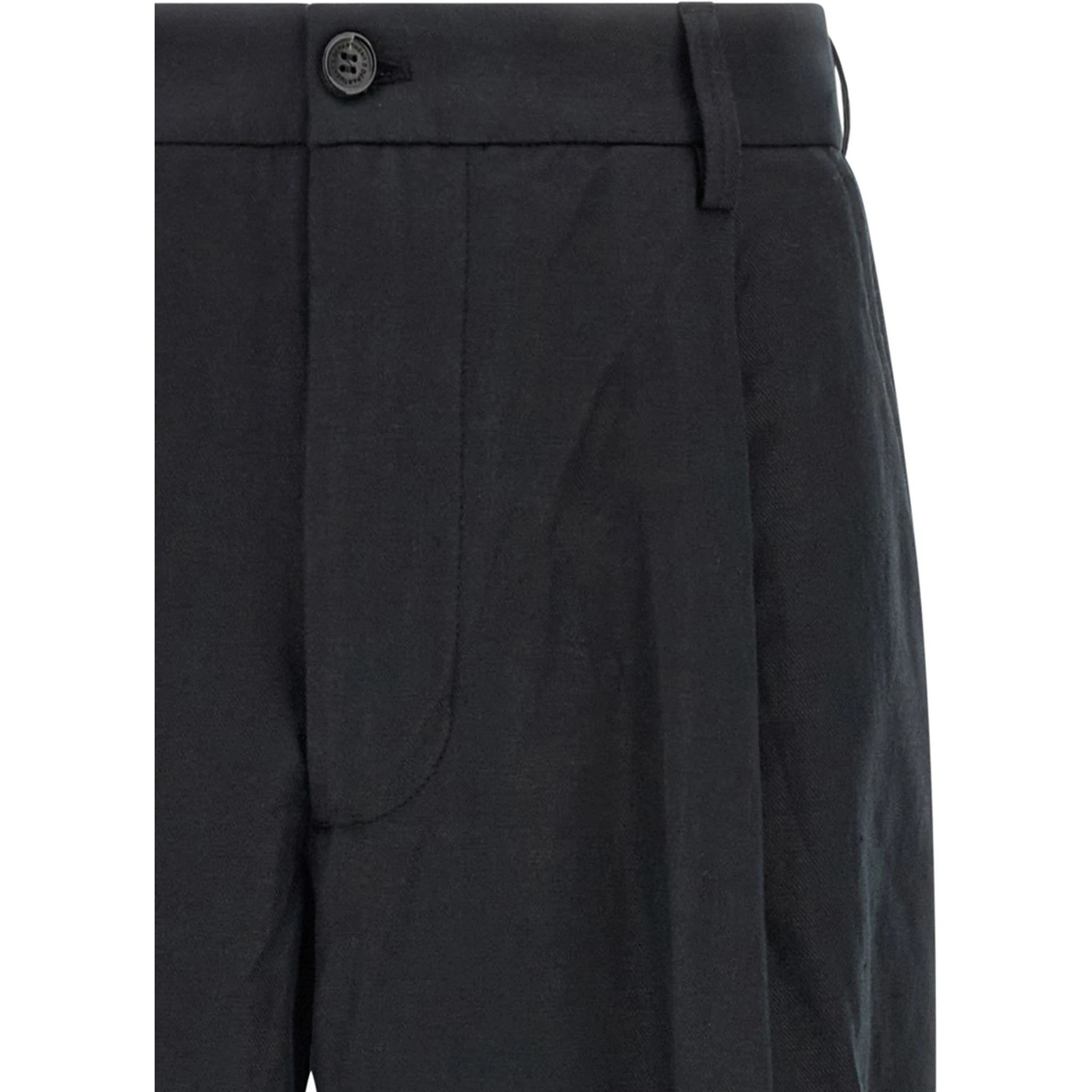 Black Cotton Casual Pants
