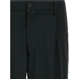 Black Polyester Casual Pants