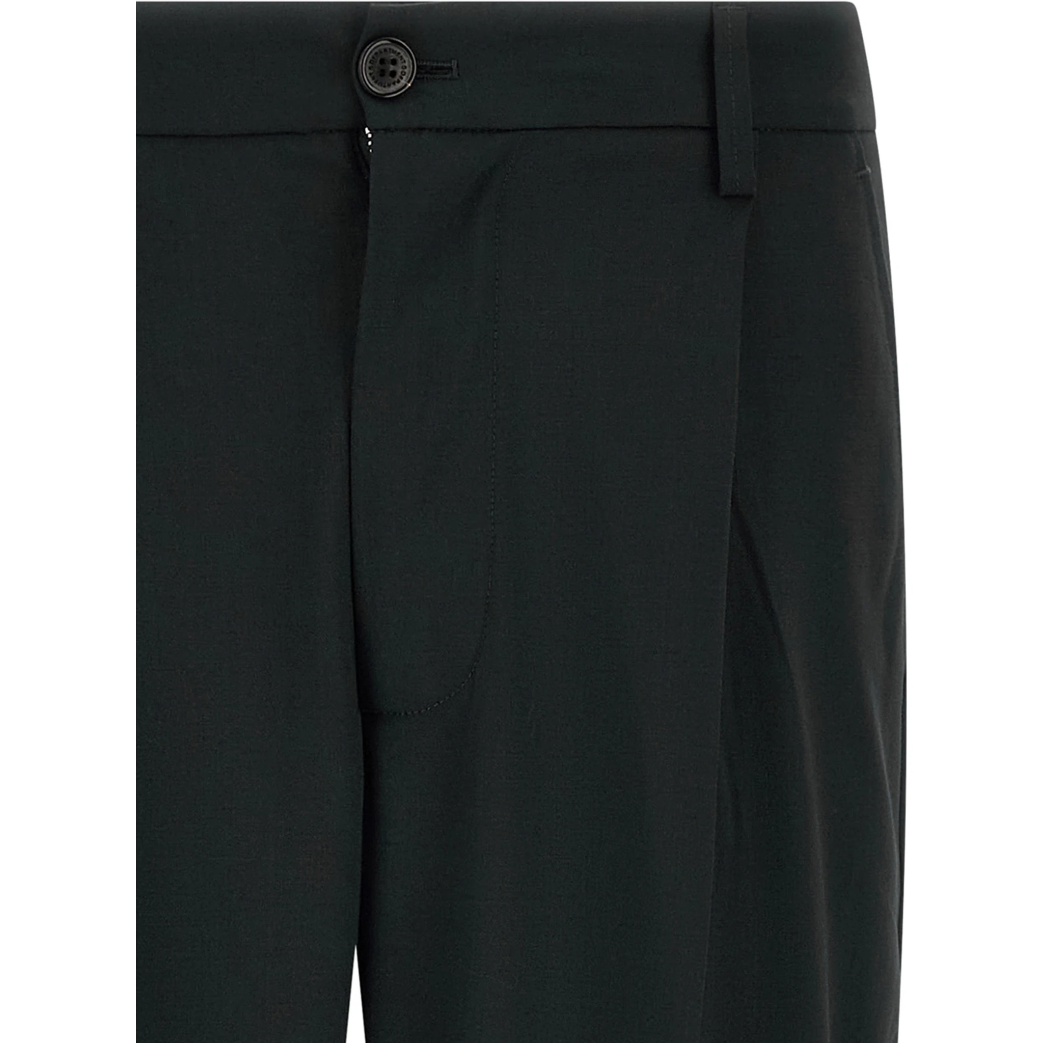 Black Polyester Casual Pants