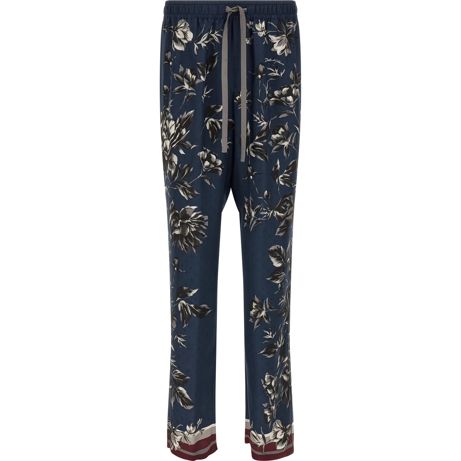 Blue Silk Casual Pants