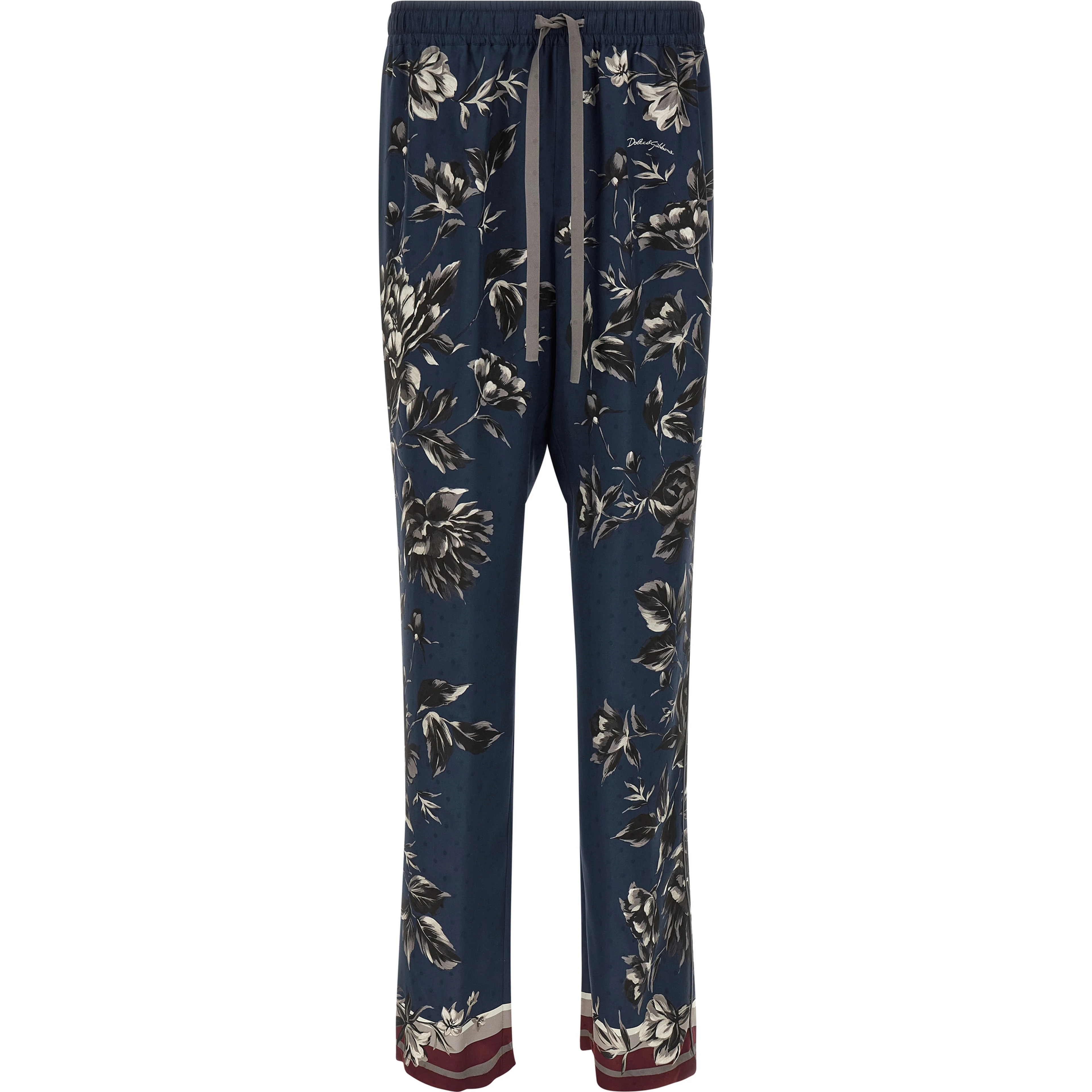 Blue Silk Casual Pants