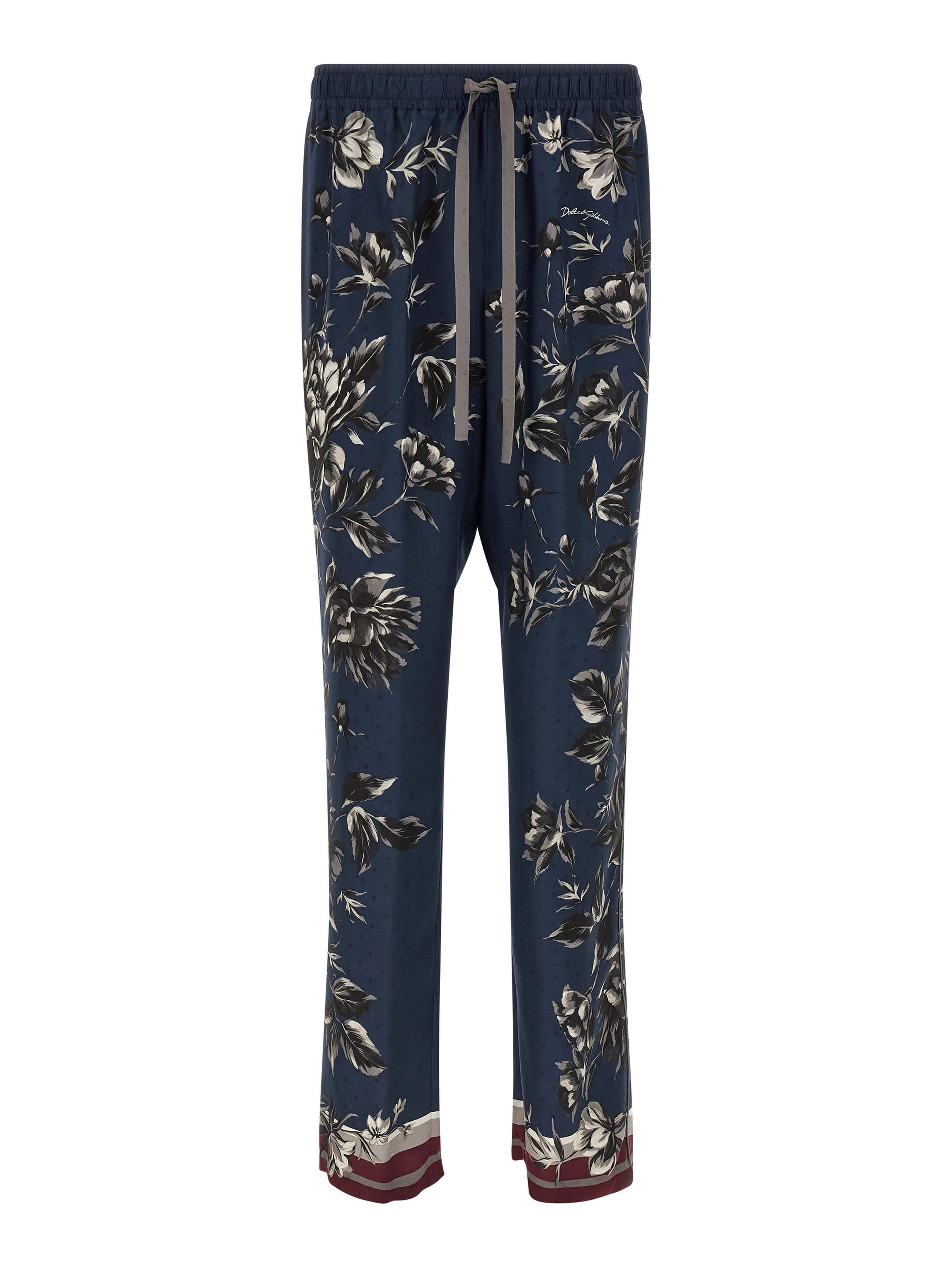 Blue Silk Casual Pants