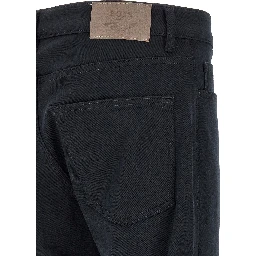 Blue Polyester Straight-Leg Jeans