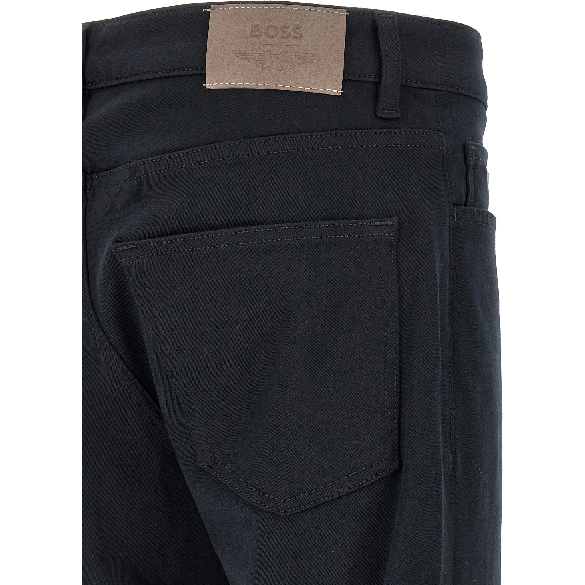 Blue Polyester Straight-Leg Jeans