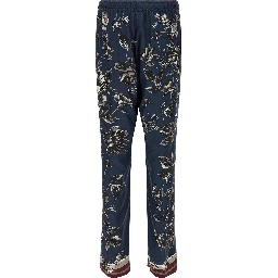 Blue Silk Casual Pants