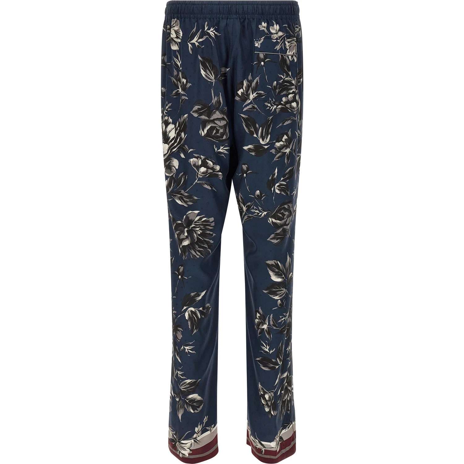 Blue Silk Casual Pants