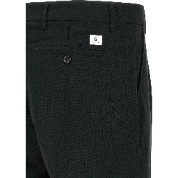 Black Polyester Casual Pants