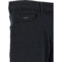 Blue Polyester Straight-Leg Jeans